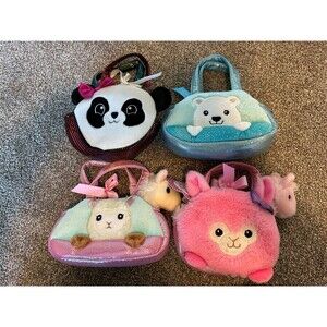 Aurora Fancy Pals Plush Purses Set of 4 Purses And 2 Animals